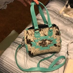 Real Leather and Cow Hide Purse. Crossbody or Handbag.